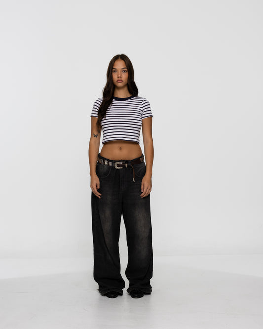 WOMEN'S STRIPED BABY TEE