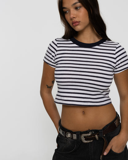 WOMEN'S STRIPED BABY TEE